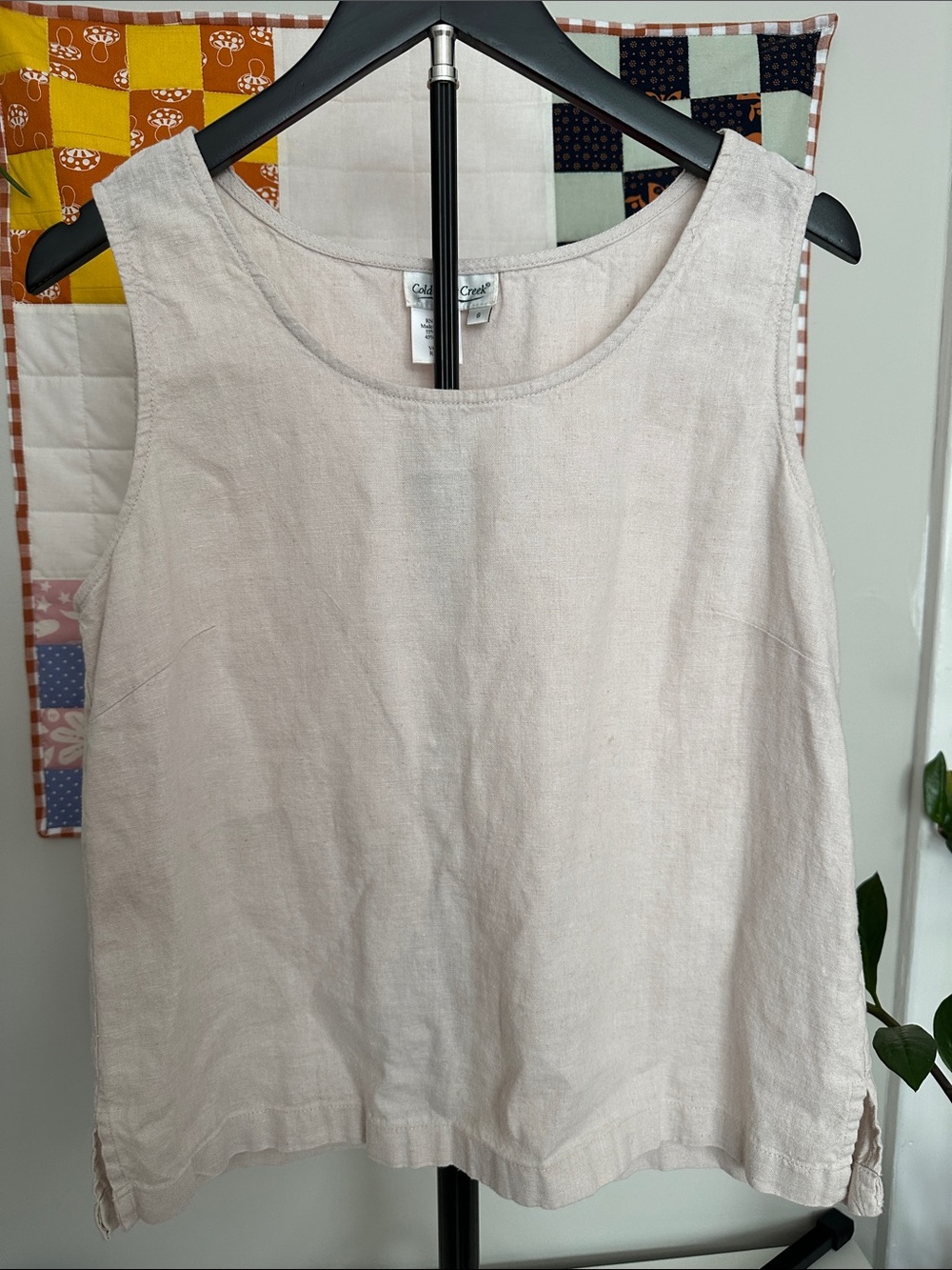 Coldwater Creek Light Cream Linen Blend Tank Top